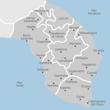 Mappa della Provincia di Lecce